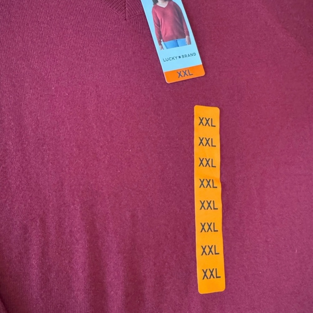 Lucky Brand Long Sleeves V Neck Sweater Size XXL Pomegranate Color New - Picture 8 of 11